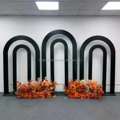 Hot Sale Black Wedding Arch Bracket Double Round Arch Balloon Stand New Background Frame Backdrop for Weddings