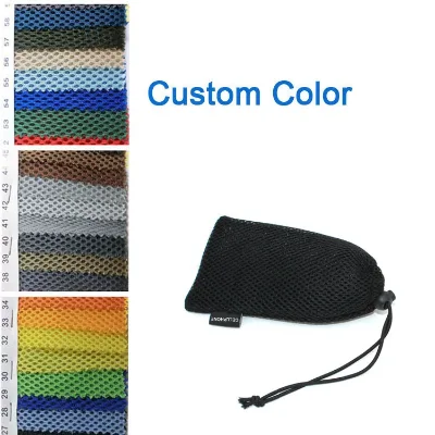 Small Black Nylon Sandwich Thick Mesh Drawstring Packing Bag Pouch for Phone
