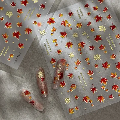 Custom 3D/5D Embossed Flowers Nail Decal DIY Adhesive Press-on French Style Manicure Sticker Beauty Products Accessories Hot Art