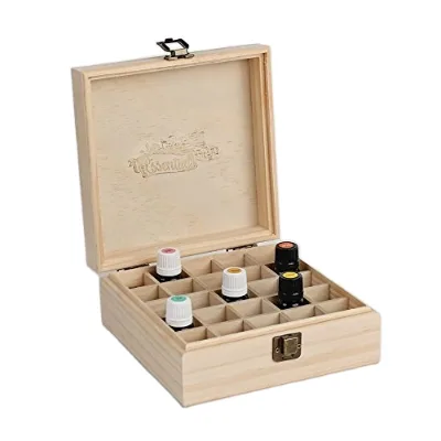Custom square Wooden Boxes 25 Holes Essential Oil Bottles Storage Box