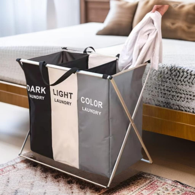Dirty Clothes Hamper Foldable Laundry Sorter Cloth Baskets With Side Pocket Collapsible Large Laundry Hamper