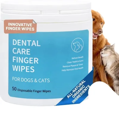 Teeth Finger Wipes for Dogs or Cats for Pet Grooming and Oral Care