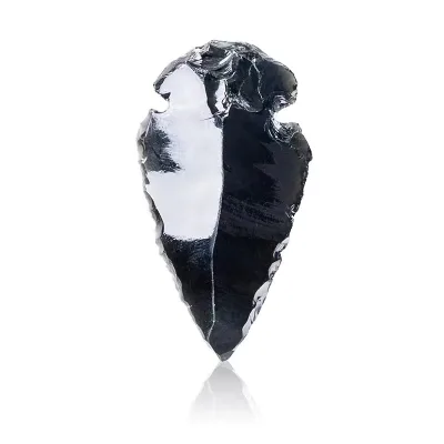Natural Original Ore Laced Gemstone Crystal  Pendant Black Obsidian Arrowhead