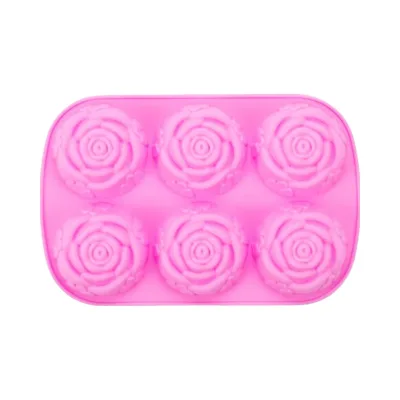 2pc Rose Silicone Ice Cube Mold 6 Cavity Flower Ice Cube Trays for Cocktails Whiskey Chocolate Cake Cookie Cupcake Baking Molds