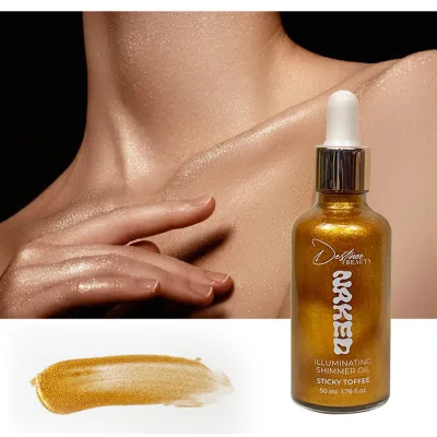Custom Logo Liquid Highlighter Glitter Gel Gold Shiny Moisturizing Body Luminizer Shimmer Oil for Face and Body