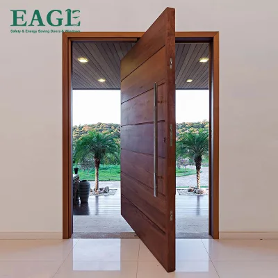 American Style Contemporary Solid Wood Entry Main Entrance Security Anti-thief Sound Insulation Swing Opening Doors Front Doors