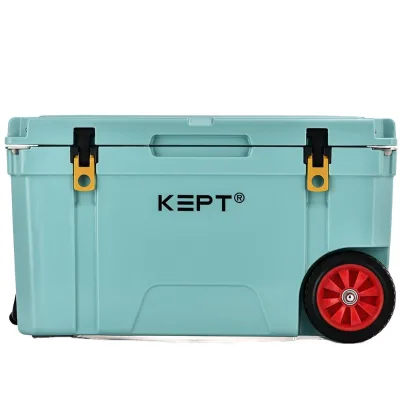 Customized Ice Chest 65QT Blue Insulated Cooling Icebox for Camping Fishing Hiking and Outdoor Activities