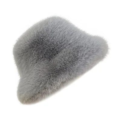 Women's Autumn Winter Fisherman Hat Thickened Warmth Easy-to-Match Small Advanced Ear Protection Imitation Fox Fur Bucket Hat