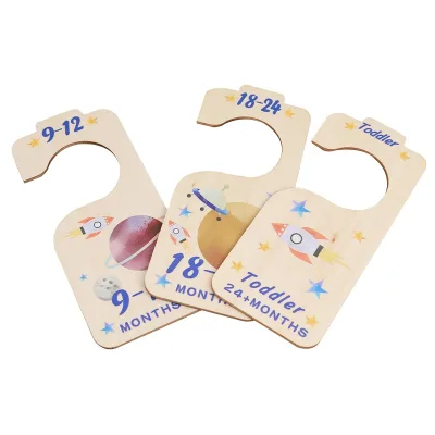Wholesale Personalized 8Pcs Double-Sided Wooden Baby Wardrobe Divider Clothing Size Divider Hangers