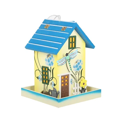 Hight Quality Garden Wooden Out of the Ordinary Wooden Handmade Bird House With Stone Decorative Bird Nest Bird Cages for Sale