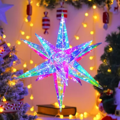 2023 Factory Wholesale Creative 3d Led Glowing Holographic Exploding Star Night Light Christmas Holiday Decorative Hanging Light