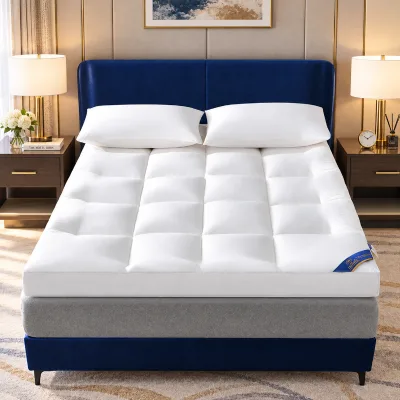 High Quality King Size Mattress Topper New Soft and Comfortable 10cm White Microfiber Filling Mattress Topper