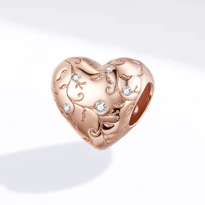 New Arrival 925 Sterling Silver European Patterns Heart Beads Charm