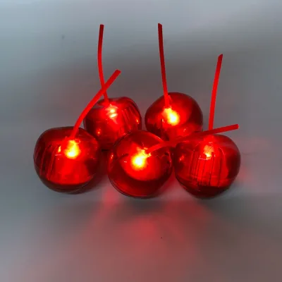 Factory Supplies Hot Sale Food Grade Red Light Glowing up Cherry Shape LED Ice Cube for Cup Night Club bar Party Promotion Gifts