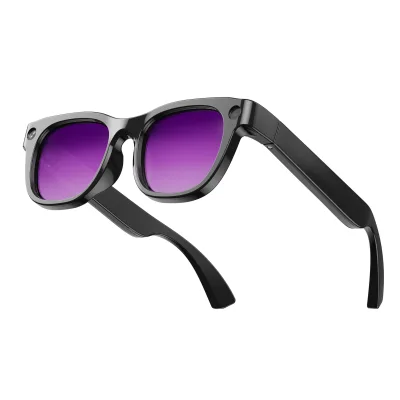 Purple Lenses Smart Glasses 800W Pixels Horizontal Vertical Screen Shooting Video Recording Call Music AI Object Recognition
