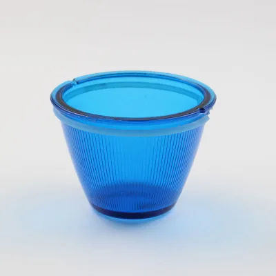 Modern Customize Machine Pressed Round Striped Explosion-Proof Glass Lampshade Replacement Blue Colored Glass Lamp Shade