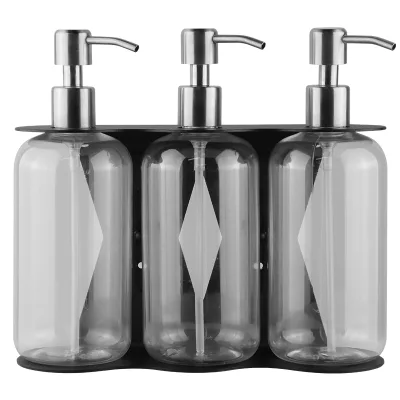 Latest Customized Private Label Dispenser Soap Hotel Shampoo Shower Gel Triple Soap Dispenser with Holder