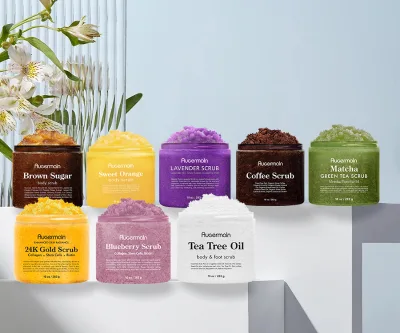 Customized Organic Vegan Whitening Skin Care Moisturizing Shea Butter Sulfate-Free Fruit Exfoliating Salt Sugar Private Label