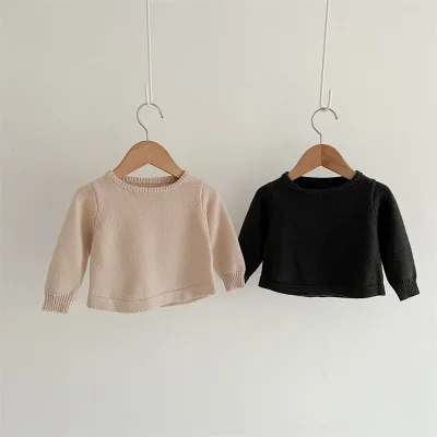 Ins Korean Version of Baby Woolen Knit Top Autumn Baby Knitted Sweater Pullover Base Top
