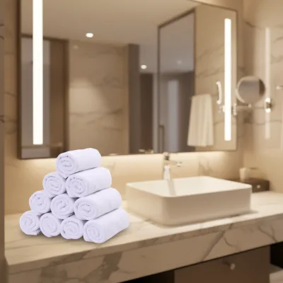 Custom Logo Solid Color Microfiber Rectangle Hand Towel Set Quick-Dry for Home & Bath Use