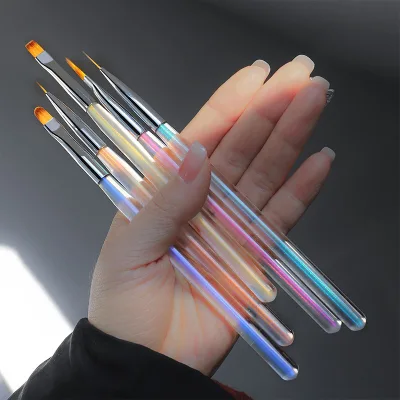 Beauty Nail Salon Tools Plastic Handle Paint Brush Fine 3d Nail Art Liner Brush