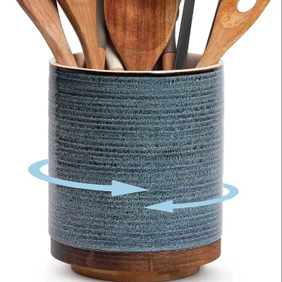 Utensil Holder Rotating Extra Large Cooking Utensil Holder 7.2inch Kitchen Utensil Holder for Farmhouse Kitchen Decor