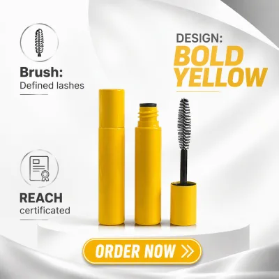 REACH Certified Empty Mascara Tube Plastic Cosmetic Packaging Short Flat Cap Mascara Bottle With Brush Custom Logo Wholesale