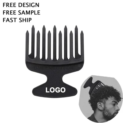 Custom logo Large Fork Comb Retro Wide Tooth Comb for Men Curling Fork Comb Hairdressing Styling Wide Tooth Comb