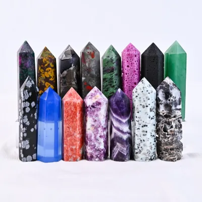 Wholesale Price Natural Crystal Healing Stone Mixed Crystal Wand Rose Quartz Amethyst Crystal Tower