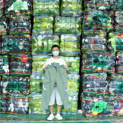 High Quality Second-Hand Men's Cotton Casual Pants Classic Mixed Styles Breathable High-Collar Clean for Africa Baled 45kg