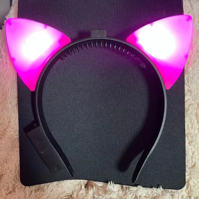 Light up Headwear Glowing Pink Kitty Still Led Cat Ears Light up Headband for Girls Party Supplies