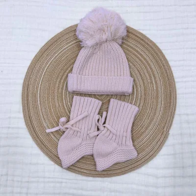 Newborn Outdoor Autumn Thick Warm Custom Booties Beanies Baby Hat Winter With Socks