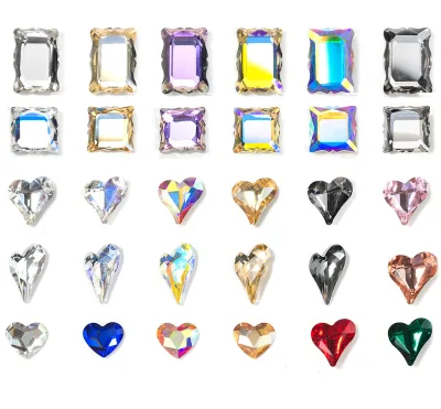 Wholesale Crystal Nail Art Decoration Ab Flatback Good Quality Multi Shape Design Glass Stone Decoration Rhinestones Bulk