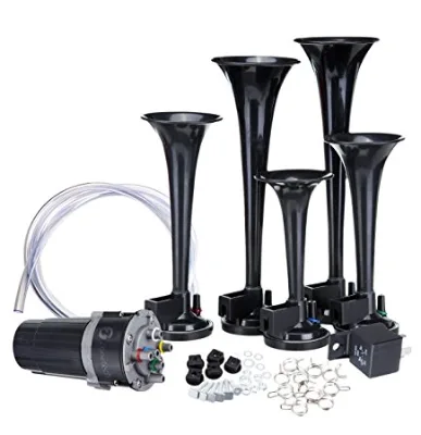 12V 5 Trumpet Air Horn Premium Quality 5 Black Trumpet Air Horn Compressor Super Loud 125db