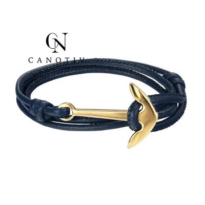 Customized Logo Anchor Viking Men's Bracelet Trendy Leather Braided Rope Jewelry Bands Bracelets Fashion Women Jewelry