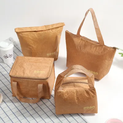 Large Capacity Foldable Cooler Lunch Bag Washable Custom Cooler Bags Waterproof Tyvek Thermal Paper Lunch Bag