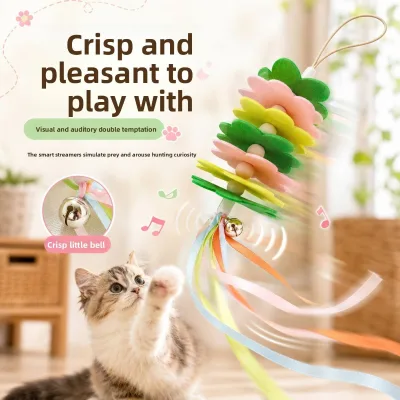 Pet Supplies Elastic Hanging String Cat Wand Flower Felt Design Handheld & Door Hanging Interactive Kitten Teaser Pet Toy
