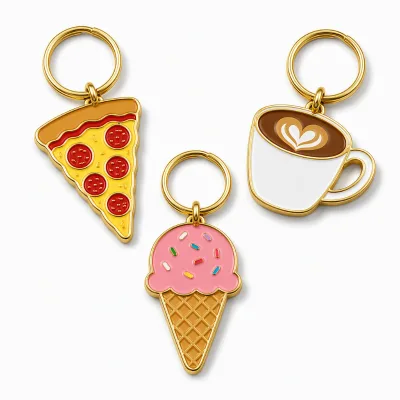 Custom Luxury Metal Key Chain 2d 3d Food Coffee Logo Custom Metal Keyring Gold Plated Hard Soft Enamel Metal Keychain