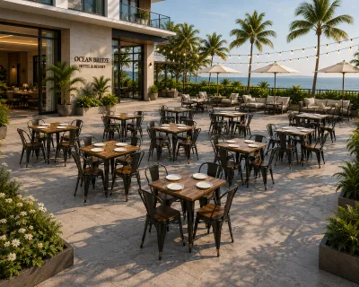 Commercial Stackable Metal Table Set Restaurant Chair Outdoor Waterproof Weather Resistant Hotel Use