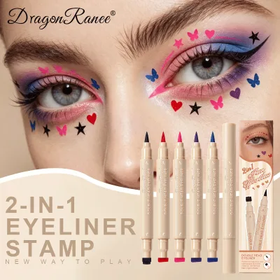 NEW 20 Color High Quality Double-ended Stamp Eyeliner Colored Eyeliner Stamp Pen Waterproof and Sweatproof Eyeliner