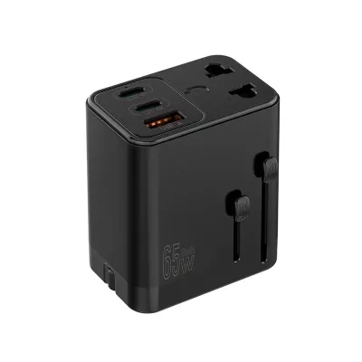 2025 New Universal Plug 65W PD Type-C Multi Port Travel Adapter GaN Quick Charger