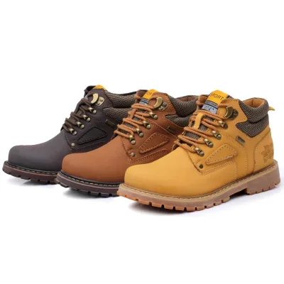 Winter Leather High-top Hiking Shoes Warm Hiking Cotton Shoes Outdoor Boots Men's Non-slip Wear-resistant Waterproof Adult 757