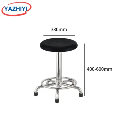 YAZHIYI Static Round Stool  Height Adjustable Stainless Steel Five Leg Base With Foot Ring For Laboratory Workshop