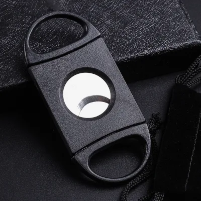 64 Ring Gauge Stainless Steel Cigar Cutter Custom Logo Silver Black Engraved Scissors Essential Cigar Accessory