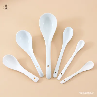 High Quality Eco-Friendly Promotional Custom Printed Chinese Mixing Salad Ceramic Spoon Set Reusable Porcelain Coffee Giveaways