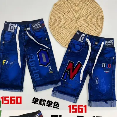 3.95 Dollar Model YQ175 Ages 9-12 Years Toddler Skinny Knee Length Cargo Blue Children Jeans for Boys Kids