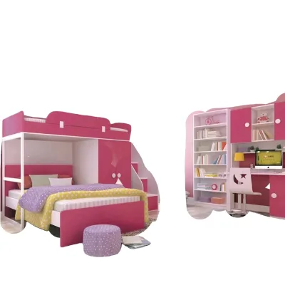 Kids Furniture Wood Modern Kids Beds for Twin Girls Bedroom Furniture Loft Bed Bunk Bed Kids Kindergarten Wooden Furniture