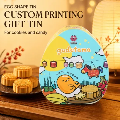 Customized Printing Easter Egg Shape Gift Tin Box Mooncakes Cookies Tin Box Candy Tin Box Container