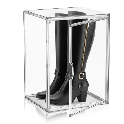 Large Capacity Boots Display Bins Multi-purpose Shoes Organizer Transparent Acrylic Shoes Container Box With Lid