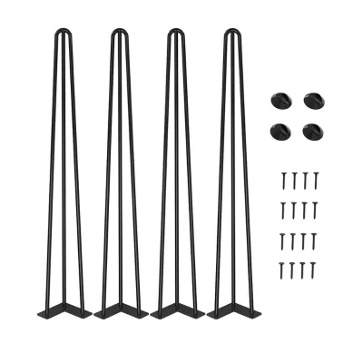 28" Hairpin Legs Easily DIY Home Project Industrial Heavy Duty 3-Rod Black 28 Inches Hairpin Legs Metal Furniture Table Leg